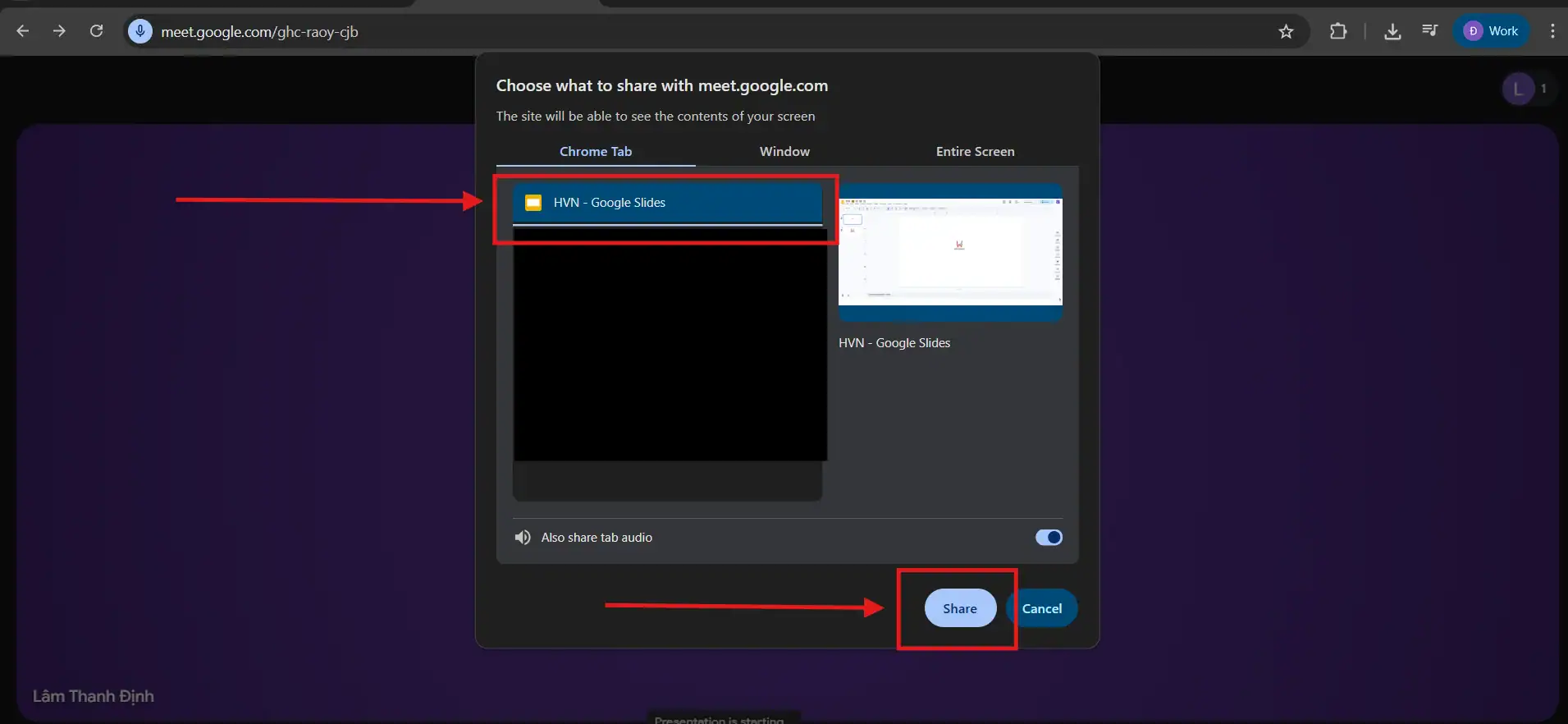 Ghi lại thuyết trình trên Google Slides