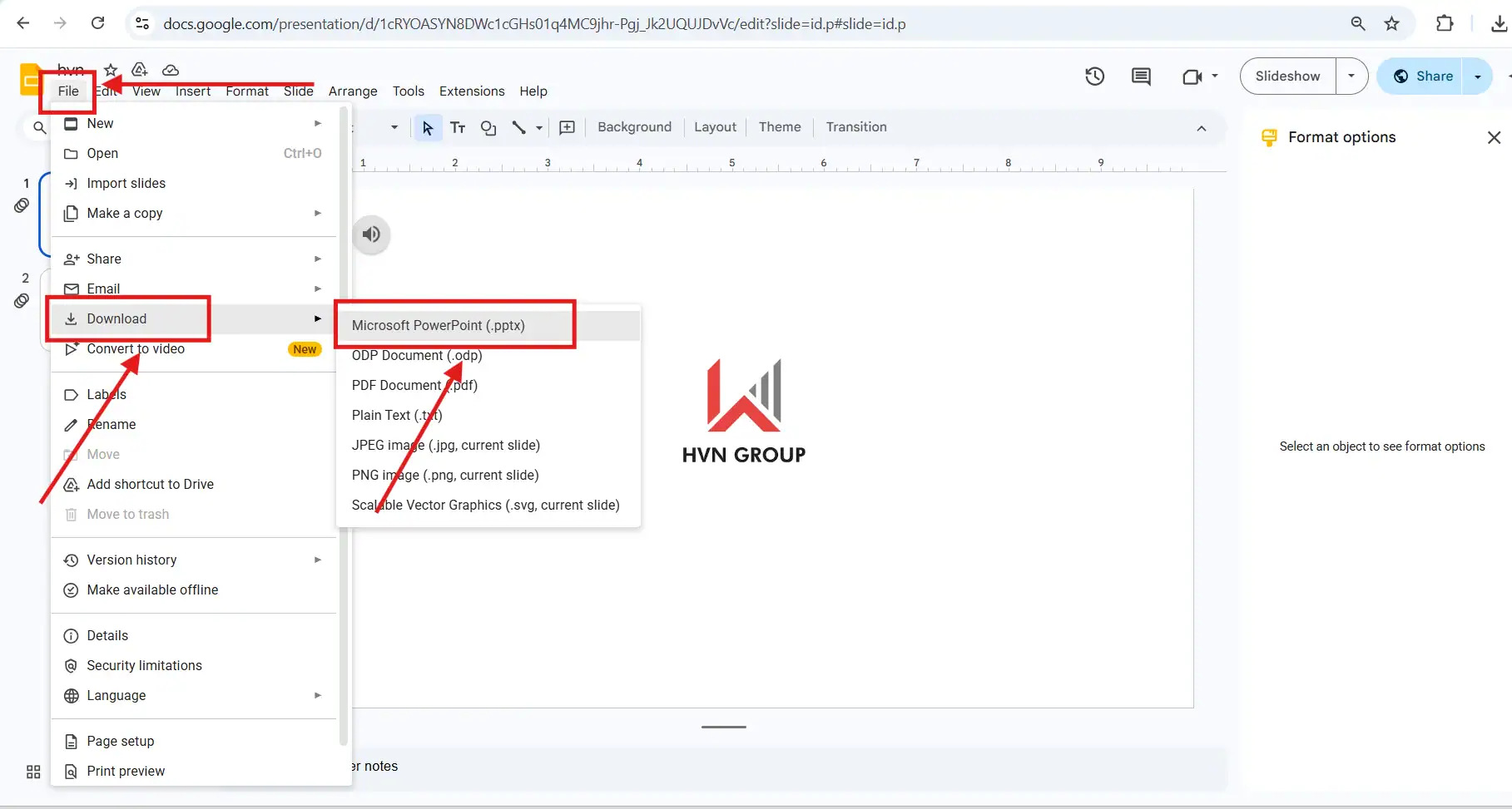 Lưu bài thuyết trình về PowerPoint