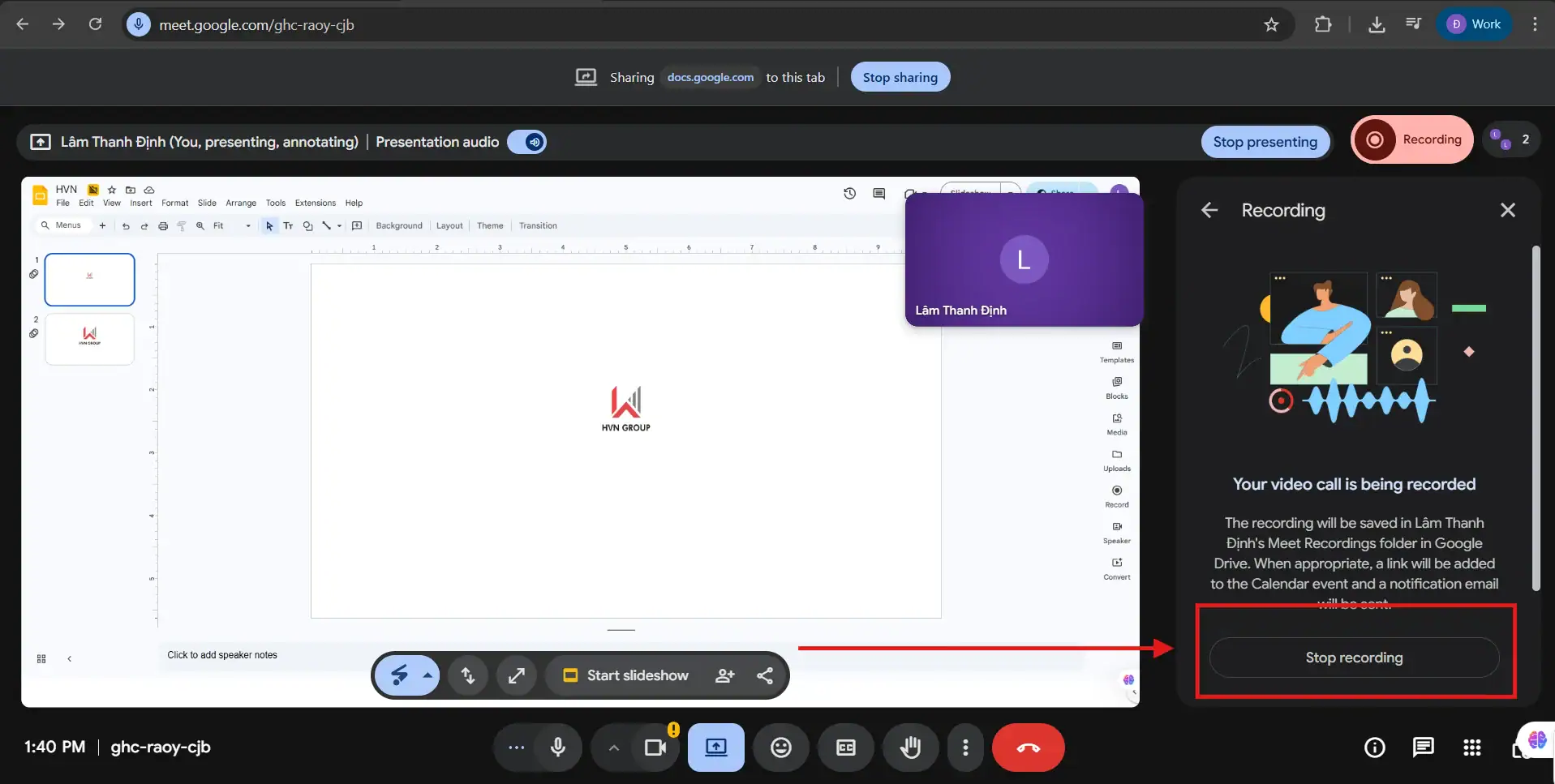 Stop recording