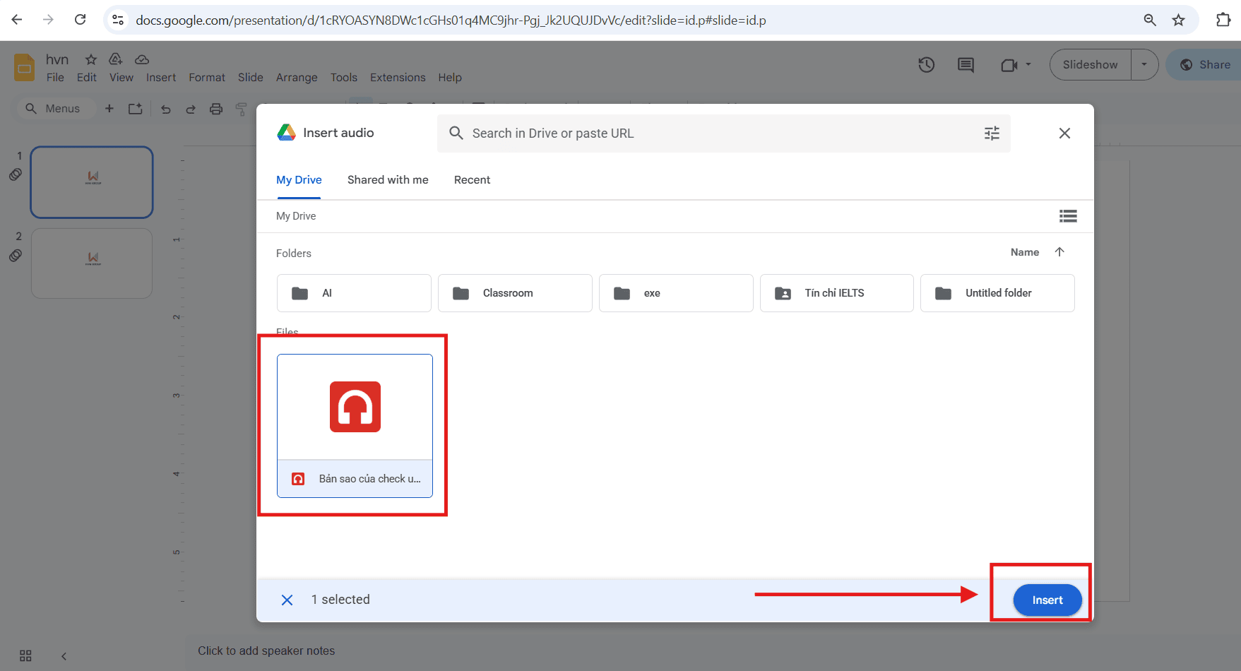 Thêm ghi âm trong Google Slides