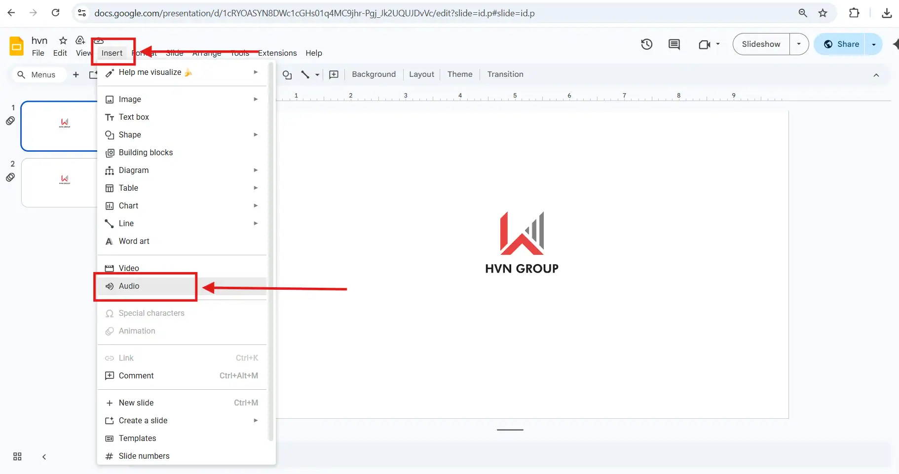 Thêm ghi âm vào Google Slides