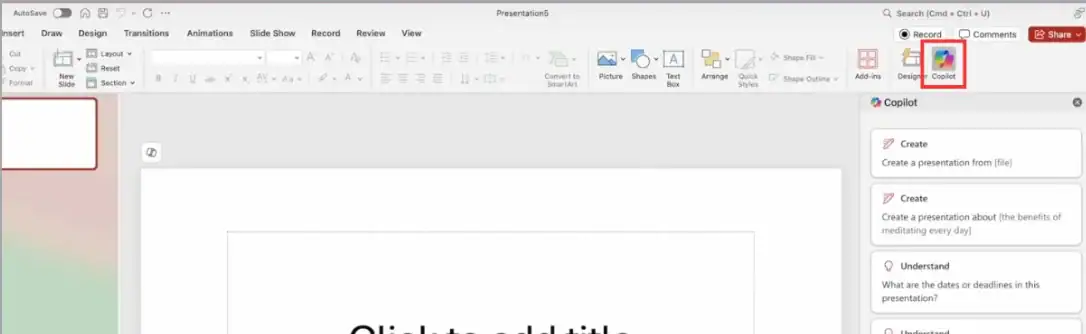 Cách dùng Copilot để tạo AI PowerPoint