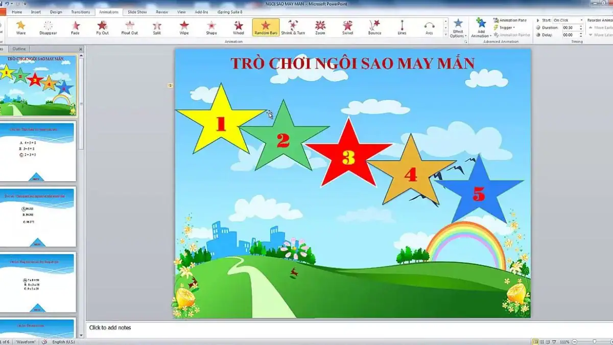 Game PowerPoint ngôi sao may mắn