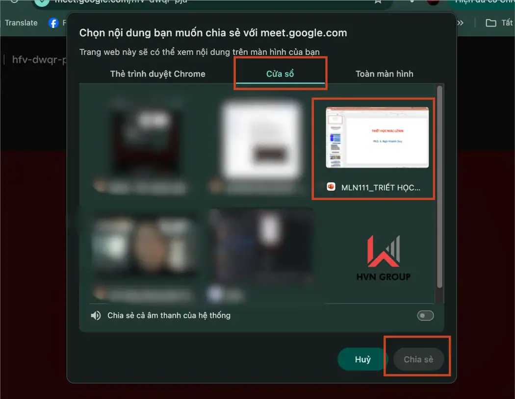 Hướng dẫn cách trình chiếu PowerPoint trên Google Meet trên máy tính