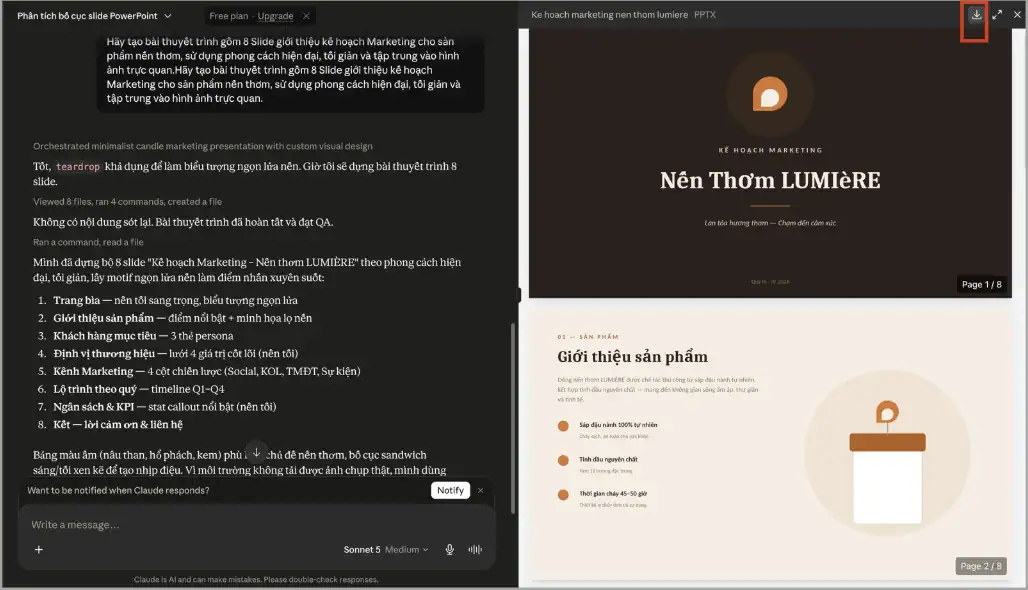 Cách tạo PowerPoint bằng Claude AI chi tiết và đơn giản cho người mới 7 Hướng dẫn chi tiết cách tạo PowerPoint bằng Claude AI